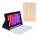 A06B Ultra-thin Detachable Bluetooth Keyboard Leather Case with Pen Slot & Holder for iPad mini 6 / mini 7(Gold) - 2