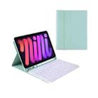 A06B Ultra-thin Detachable Bluetooth Keyboard Leather Case with Pen Slot & Holder for iPad mini 6 / mini 7(Light Green) - 2