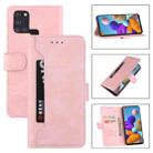 For Samsung Galaxy A21s Reverse Buckle Horizontal Flip PU Leather Case with Holder & Card Slot & Wallet(Rose Gold) - 1