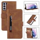 For Samsung Galaxy S21 FE 5G Reverse Buckle Horizontal Flip PU Leather Case with Holder & Card Slot & Wallet(Brown) - 1
