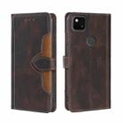 For Google Pixel 4a Skin Feel Straw Hat Magnetic Buckle Horizontal Flip Leather Case with Holder & Card Slots & Wallet(Brown) - 1