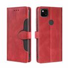 For Google Pixel 4a Skin Feel Straw Hat Magnetic Buckle Horizontal Flip Leather Case with Holder & Card Slots & Wallet(Red) - 1