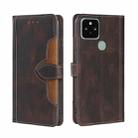 For Google Pixel 5 Skin Feel Straw Hat Magnetic Buckle Horizontal Flip Leather Case with Holder & Card Slots & Wallet(Brown) - 1