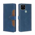 For Google Pixel 5 Skin Feel Straw Hat Magnetic Buckle Horizontal Flip Leather Case with Holder & Card Slots & Wallet(Blue) - 1