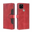 For Google Pixel 5 Skin Feel Straw Hat Magnetic Buckle Horizontal Flip Leather Case with Holder & Card Slots & Wallet(Red) - 1