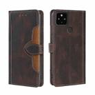 For Google Pixel 5 XL / Pixel 4a 5G Skin Feel Straw Hat Magnetic Buckle Horizontal Flip Leather Case with Holder & Card Slots & Wallet(Brown) - 1