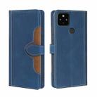 For Google Pixel 5 XL / Pixel 4a 5G Skin Feel Straw Hat Magnetic Buckle Horizontal Flip Leather Case with Holder & Card Slots & Wallet(Blue) - 1