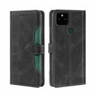 For Google Pixel 5a 5G Skin Feel Straw Hat Magnetic Buckle Horizontal Flip Leather Case with Holder & Card Slots & Wallet(Black) - 1