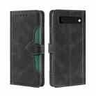 For Google Pixel 6 Skin Feel Straw Hat Magnetic Buckle Horizontal Flip Leather Case with Holder & Card Slots & Wallet(Black) - 1