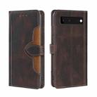 For Google Pixel 6 Skin Feel Straw Hat Magnetic Buckle Horizontal Flip Leather Case with Holder & Card Slots & Wallet(Brown) - 1