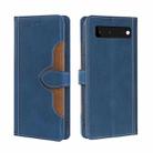 For Google Pixel 6 Skin Feel Straw Hat Magnetic Buckle Horizontal Flip Leather Case with Holder & Card Slots & Wallet(Blue) - 1