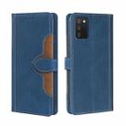 For Samsung Galaxy A03s (166.5mm) Skin Feel Straw Hat Magnetic Buckle Horizontal Flip PU Leather Case with Holder & Card Slots & Wallet(Blue) - 1