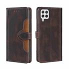 For Samsung Galaxy A22 4G Skin Feel Straw Hat Magnetic Buckle Horizontal Flip PU Leather Case with Holder & Card Slots & Wallet(Brown) - 1