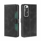 For Xiaomi Mi 10S Skin Feel Straw Hat Magnetic Buckle Horizontal Flip PU Leather Case with Holder & Card Slots & Wallet(Black) - 1