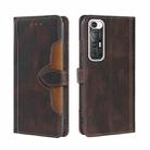 For Xiaomi Mi 10S Skin Feel Straw Hat Magnetic Buckle Horizontal Flip PU Leather Case with Holder & Card Slots & Wallet(Brown) - 1