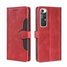 For Xiaomi Mi 10S Skin Feel Straw Hat Magnetic Buckle Horizontal Flip PU Leather Case with Holder & Card Slots & Wallet(Red) - 1