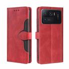 For Xiaomi Mi 11 Ultra Skin Feel Straw Hat Magnetic Buckle Horizontal Flip PU Leather Case with Holder & Card Slots & Wallet(Red) - 1