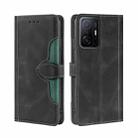 For Xiaomi Mi 11T Skin Feel Straw Hat Magnetic Buckle Horizontal Flip PU Leather Case with Holder & Card Slots & Wallet(Black) - 1