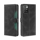 For Xiaomi Redmi 10 Skin Feel Straw Hat Magnetic Buckle Horizontal Flip PU Leather Case with Holder & Card Slots & Wallet(Black) - 1