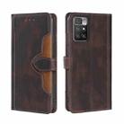For Xiaomi Redmi 10 Skin Feel Straw Hat Magnetic Buckle Horizontal Flip PU Leather Case with Holder & Card Slots & Wallet(Brown) - 1