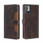 For Xiaomi Redmi Note 10 5G / Poco M3 Pro 5G Skin Feel Straw Hat Magnetic Buckle Horizontal Flip PU Leather Case with Holder & Card Slots & Wallet(Brown) - 1