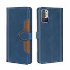 For Xiaomi Redmi Note 10 5G / Poco M3 Pro 5G Skin Feel Straw Hat Magnetic Buckle Horizontal Flip PU Leather Case with Holder & Card Slots & Wallet(Blue) - 1