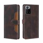 For Xiaomi Redmi Note 10 Pro 5G Skin Feel Straw Hat Magnetic Buckle Horizontal Flip PU Leather Case with Holder & Card Slots & Wallet(Brown) - 1