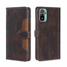 For Xiaomi Redmi Note 10 / Note 10S Skin Feel Straw Hat Magnetic Buckle Horizontal Flip PU Leather Case with Holder & Card Slots & Wallet(Brown) - 1