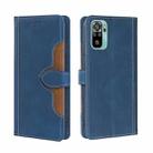 For Xiaomi Redmi Note 10 / Note 10S Skin Feel Straw Hat Magnetic Buckle Horizontal Flip PU Leather Case with Holder & Card Slots & Wallet(Blue) - 1