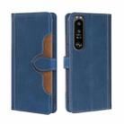 For Sony Xperia 1 III Skin Feel Straw Hat Magnetic Buckle Horizontal Flip PU Leather Case with Holder & Card Slots & Wallet(Blue) - 1