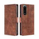 For Sony Xperia 5 III Skin Feel Crocodile Texture Magnetic Clasp Horizontal Flip PU Leather Case with Holder & Card Slots & Wallet(Brown) - 1