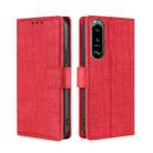 For Sony Xperia 5 III Skin Feel Crocodile Texture Magnetic Clasp Horizontal Flip PU Leather Case with Holder & Card Slots & Wallet(Red) - 1