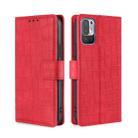 For Xiaomi Redmi Note 10 5G Skin Feel Crocodile Texture Magnetic Clasp Horizontal Flip PU Leather Case with Holder & Card Slots & Wallet(Red) - 1