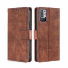 For Xiaomi Poco M3 Pro 5G Skin Feel Crocodile Texture Magnetic Clasp Horizontal Flip PU Leather Case with Holder & Card Slots & Wallet(Brown) - 1