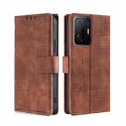 For Xiaomi Mi 11T Skin Feel Crocodile Texture Magnetic Clasp Horizontal Flip PU Leather Case with Holder & Card Slots & Wallet(Brown) - 1