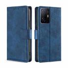 For Xiaomi Mi 11T Skin Feel Crocodile Texture Magnetic Clasp Horizontal Flip PU Leather Case with Holder & Card Slots & Wallet(Blue) - 1