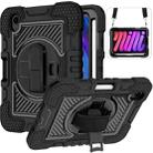 For iPad mini 6 360 Degree Rotation Contrast Color Shockproof Silicone + PC Tablet Case with Holder & Hand Grip Strap & Shoulder Strap(Black) - 1
