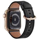 Round Buckle Leather Watch Band For Apple Watch Series 8&7 41mm / SE 2&6&SE&5&4 40mm / 3&2&1 38mm(Black) - 1