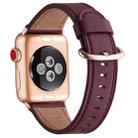 Round Buckle Leather Watch Band For Apple Watch Series 8&7 41mm / SE 2&6&SE&5&4 40mm / 3&2&1 38mm(Wine Red) - 1