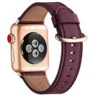 Round Buckle Leather Watch Band For Apple Watch Ultra 49mm&Watch Ultra 2 49mm / Series 9&8&7 45mm / SE 3&SE 2&6&SE&5&4 44mm / 3&2&1 42mm(Wine Red) - 1