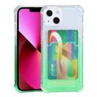 For iPhone 13 Gradient Anti-fall Mobile Phone Protective Case with Card Holder(Green) - 1