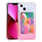 For iPhone 13 Gradient Anti-fall Mobile Phone Protective Case with Card Holder(Pink) - 1