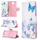 For Sony Xperia 20 Colored Drawing Pattern Horizontal Flip PU Leather Case with Holder & Card Slots & Wallet(Butterfly Love Flower) - 1
