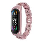 For Xiaomi Mi Band 6 / 5 8-shaped Diamond Alloy Watch Band(Pink) - 1