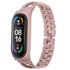 For Xiaomi Mi Band 6 / 5 X-shaped Diamond Alloy Watch Band(Pink) - 1