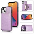 For iPhone 13 mini Shockproof PU + TPU Protective Case with Card Slots & Holder (Purple) - 1