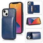 For iPhone 13 mini Shockproof PU + TPU Protective Case with Card Slots & Holder (Blue) - 1