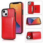 For iPhone 13 Shockproof PU + TPU Protective Case with Card Slots & Holder(Red) - 1