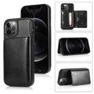 For iPhone 13 Pro Shockproof PU + TPU Protective Case with Card Slots & Holder (Black) - 1