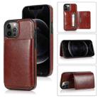 For iPhone 13 Pro Shockproof PU + TPU Protective Case with Card Slots & Holder (Brown) - 1